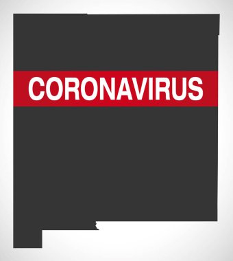 Coronavirus uyarı illüstrasyonlu New Mexico Usa federal eyalet haritası