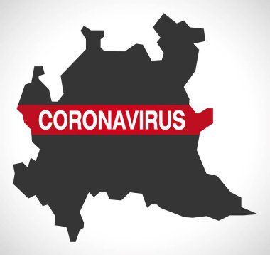 Coronavirus uyarı resimli Lombardy İtalya bölgesi haritası