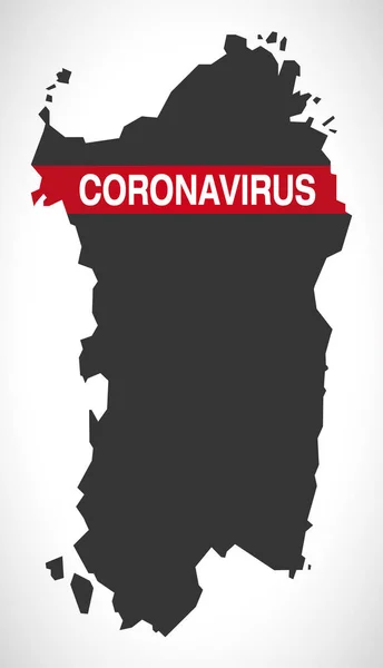 サルデーニャイタリア地域地図コロナウイルス警告イラスト — ストックベクタ