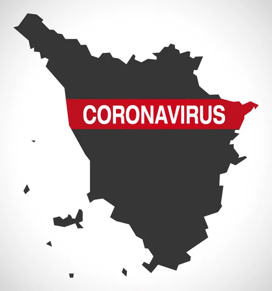 Mappa Della Regione Toscana Italia Con Coronavirus — Vettoriale Stock
