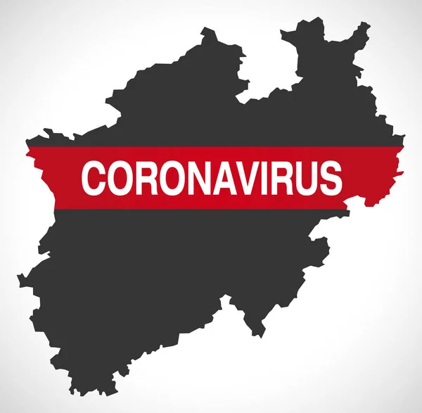 Renania Settentrionale Vestfalia Germania Mappa Stato Federale Con Coronavirus Avvertimento — Vettoriale Stock