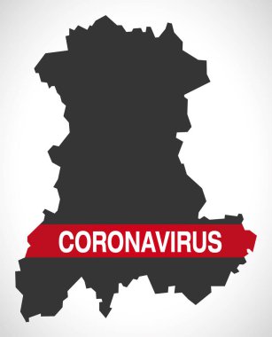 Auvergne Fransa bölge haritası ve Coronavirus uyarı illüstrasyonları