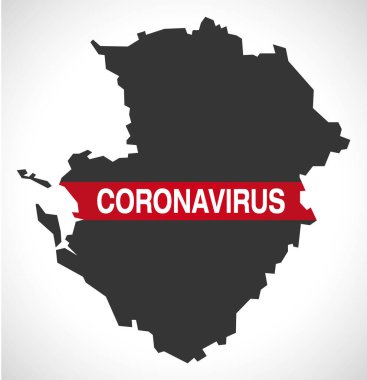 Poitou-Charentes Fransa bölge haritası ve Coronavirus uyarı illüstrasyonları