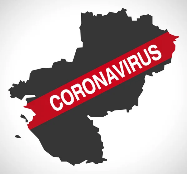 コロナウイルス警告イラストとロワールフランス地域地図を支払う — ストックベクタ