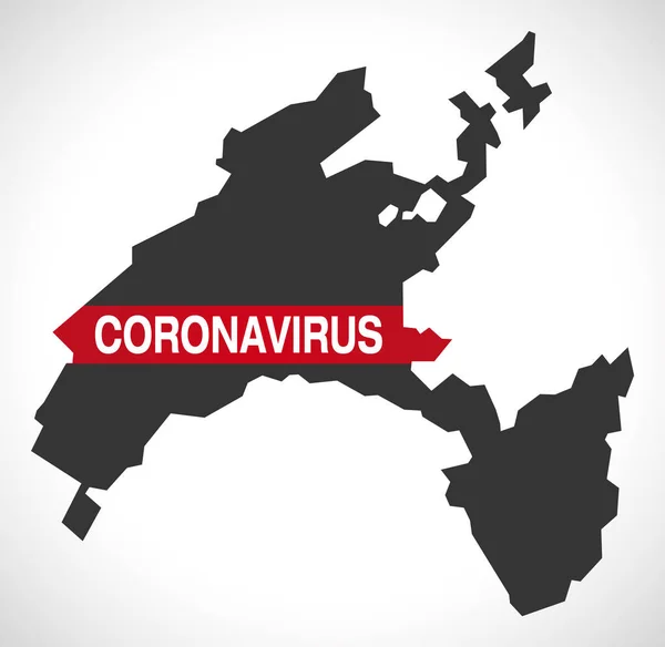 Mappa Del Cantone Vaud Svizzera Con Coronavirus — Vettoriale Stock