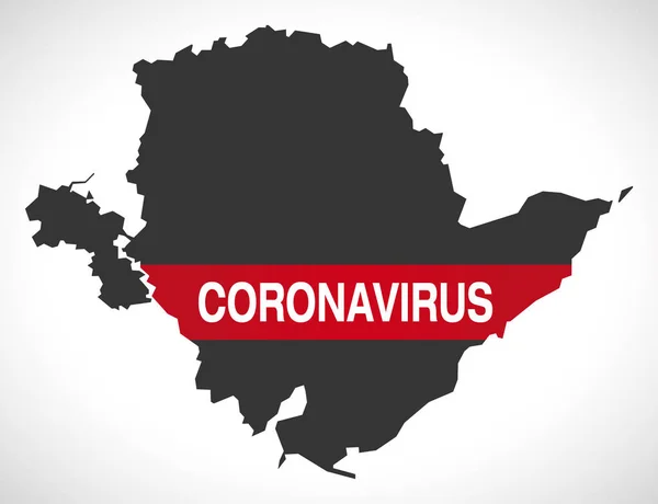 Isola Anglesey Wales Main Area Map Coronavirus Warning Illustration — Vettoriale Stock