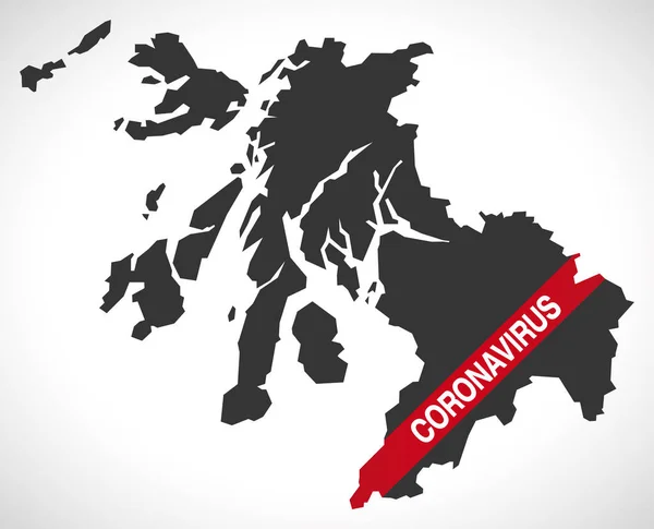 Strathclyde Scotland Carte Région Royaume Uni Avec Illustration Avertissement Coronavirus — Image vectorielle