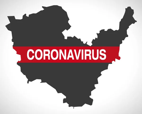 Carte District Lisburn Castlereagh Irlande Nord Avec Avertissement Coronavirus — Image vectorielle