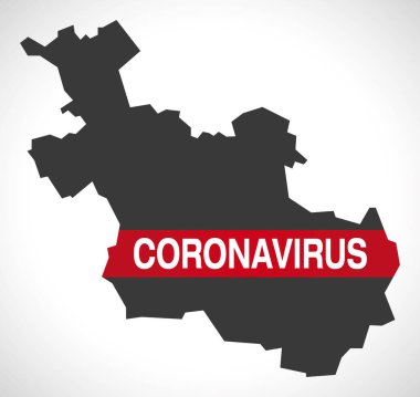 Overijssel NETHERLANDS ilçe haritası ile Coronavirus uyarı illüstrasyonu