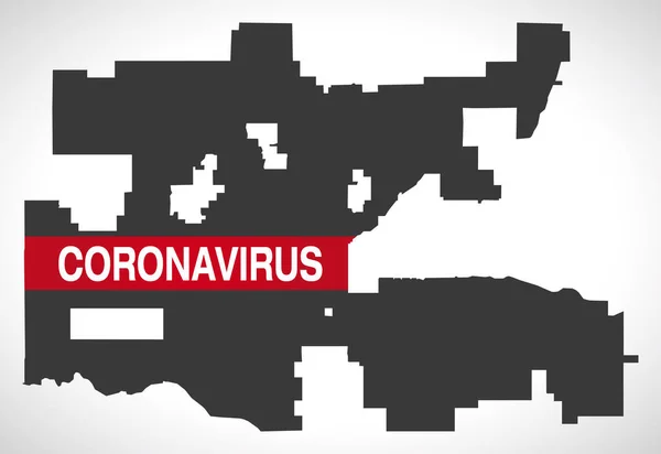 Oklahoma Stadskarta Med Coronavirus Varning — Stock vektor
