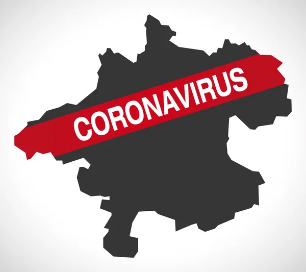 Alta Austria Austria Carta Stato Federale Con Coronavirus Avvertimento Illustrazione — Vettoriale Stock