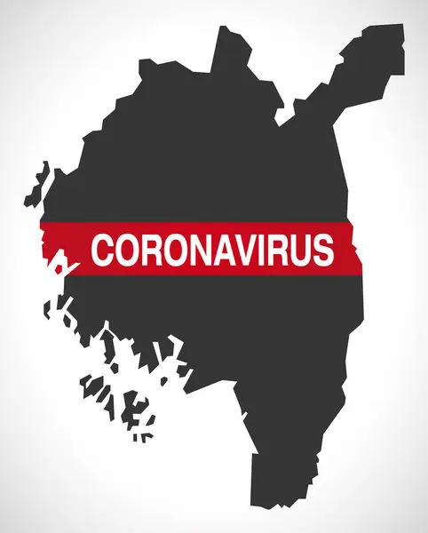 Ostfold Norvegia Mappa Della Contea Con Coronavirus Avvertimento Illustrazione — Vettoriale Stock