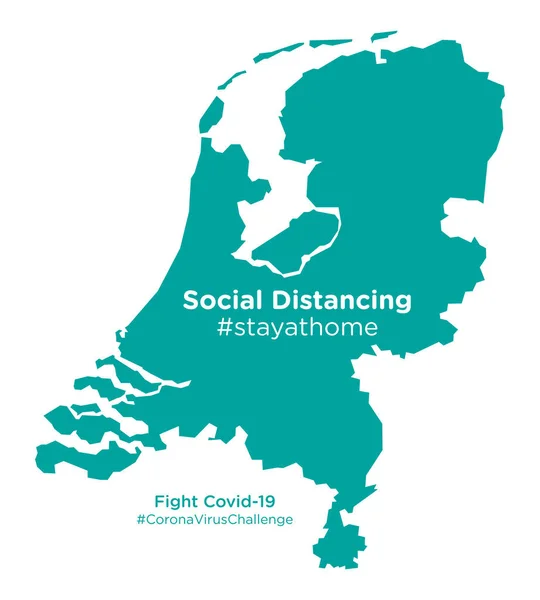 Países Bajos Mapa Con Social Distancing Stayathome Tag — Vector de stock