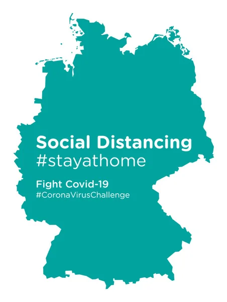 Mapa Alemania Con Social Distancing Stayathome Tag — Vector de stock