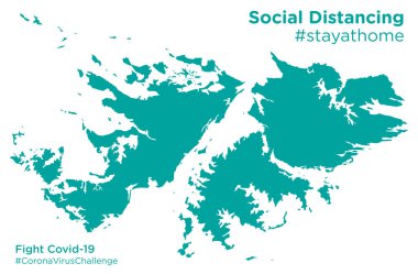 Falkland Islands map with Social Distancing #stayathome tag clipart