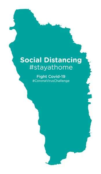 Mappa Dominica Con Tag Social Distancing Stayathome — Vettoriale Stock