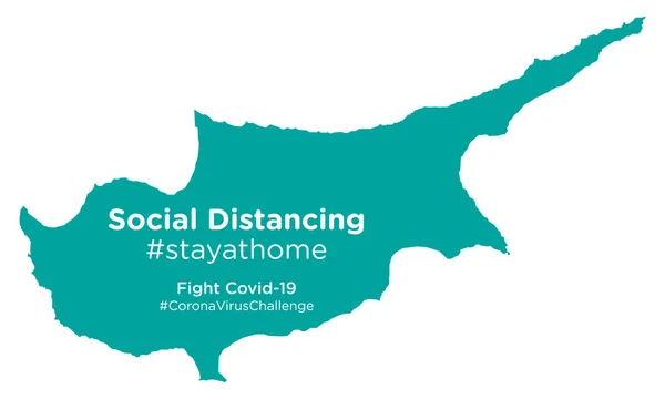 Chipre Mapa Con Social Distancing Stayathome Tag — Vector de stock