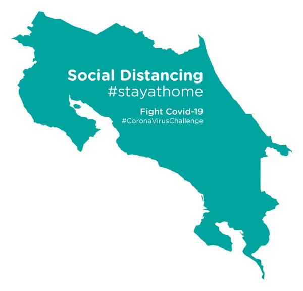 Mapa Costa Rica Con Social Distancing Stayathome Tag — Vector de stock