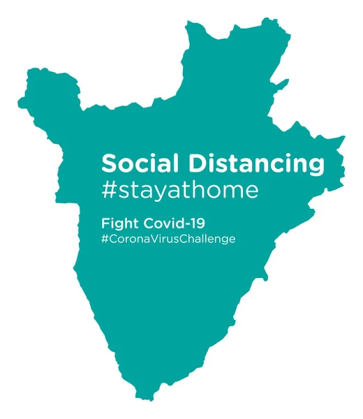 Mappa Burundi Con Social Distancing Stayathome Tag Eps — Vettoriale Stock