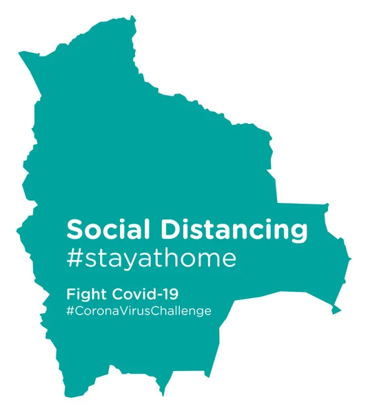 Mappa Bolivia Con Social Distancing Stayathome Tag Eps — Vettoriale Stock
