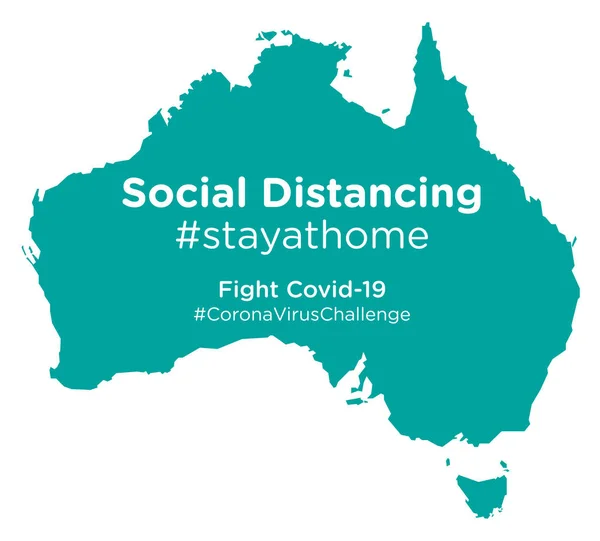 Mappa Australia Con Social Distancing Stayathome Tag Eps — Vettoriale Stock