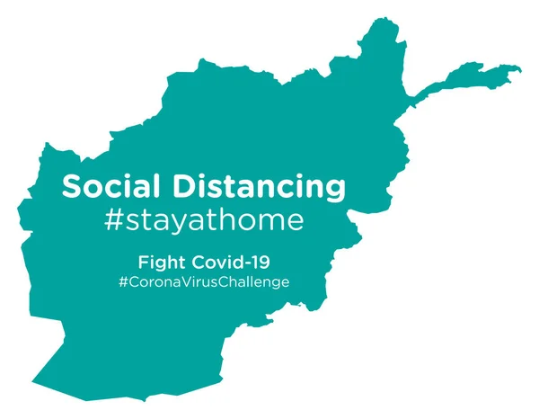 Mapa Afganistán Con Distanciamiento Social Stayathome Tag Eps — Vector de stock