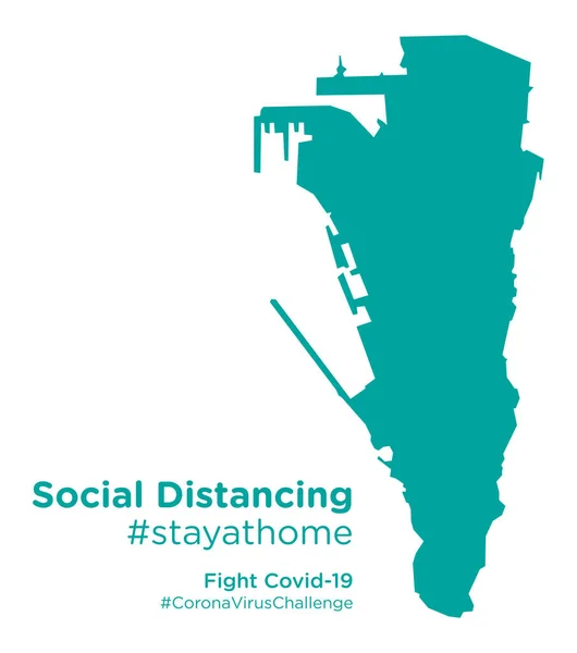 Mappa Gibilterra Con Tag Social Distancing Stayathome — Vettoriale Stock