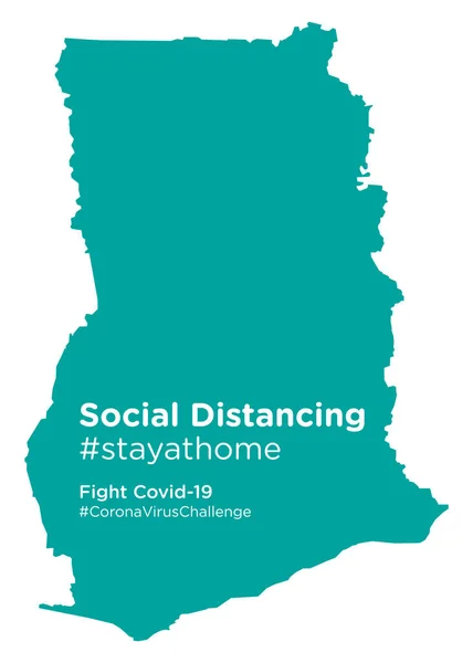 Ghana Mapa Con Social Distancing Stayathome Tag — Vector de stock