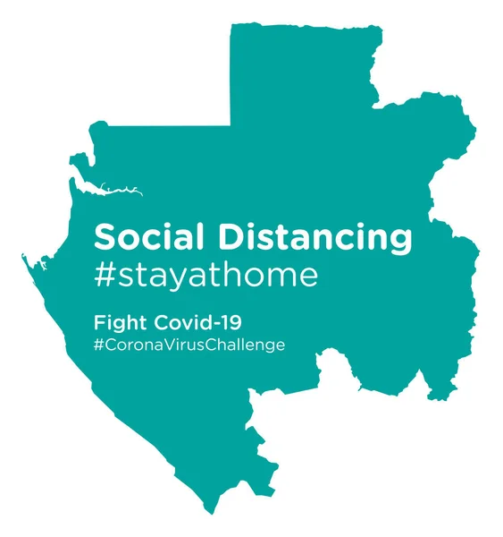 Mapa Gabón Con Social Distancing Stayathome Tag — Vector de stock