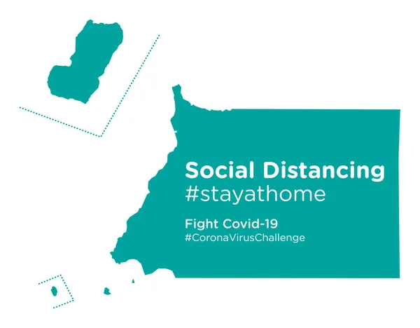 Guinea Ecuatorial Mapa Con Social Distancing Stayathome Tag — Vector de stock