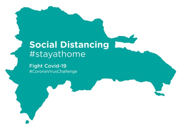 República Dominicana Mapa Con Social Distancing Stayathome Tag — Vector de stock