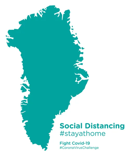 Mapa Groenlandia Con Social Distancing Stayathome Tag — Vector de stock