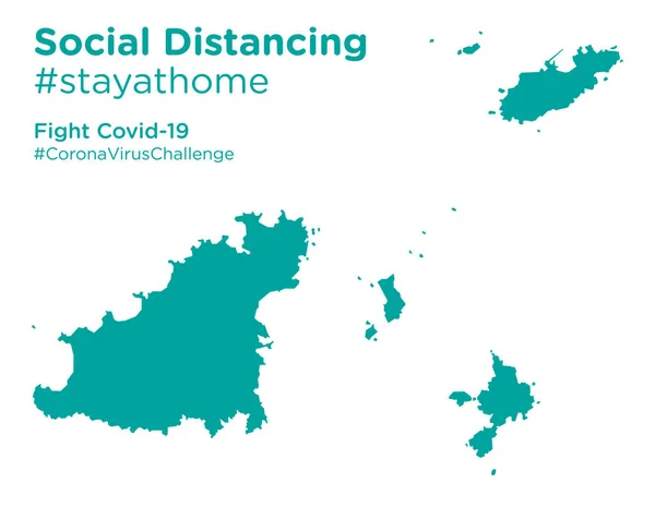 Mappa Guernsey Con Tag Social Distancing Stayathome — Vettoriale Stock