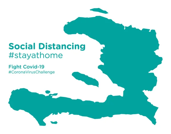 Mappa Haiti Con Tag Social Distancing Stayathome — Vettoriale Stock