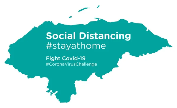Mappa Honduras Con Tag Social Distancing Stayathome — Vettoriale Stock