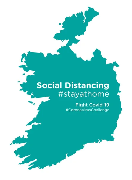 Irlanda Mapa Con Social Distancing Stayathome Tag — Vector de stock