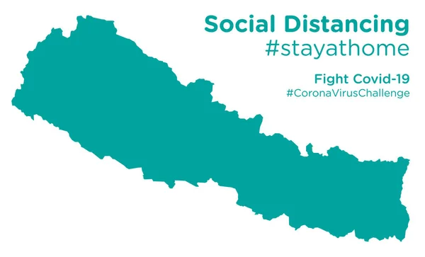 Nepal Mapa Con Social Distancing Etiqueta Stayathome — Vector de stock