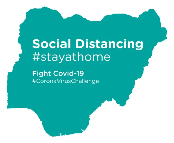 Nigeria Mapa Con Social Distancing Etiqueta Stayathome — Vector de stock