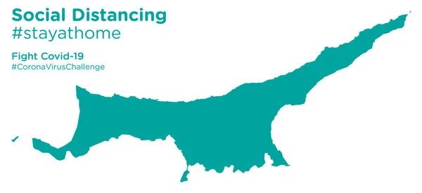 Norte Chipre Mapa Con Social Distancing Stayathome Tag — Vector de stock