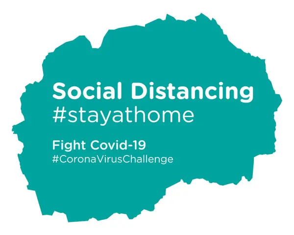 Makedonien Karta Med Social Distancing Stayathome Tag — Stock vektor