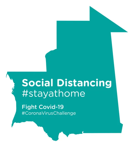 Mappa Mauritania Con Tag Social Distancing Stayathome — Vettoriale Stock