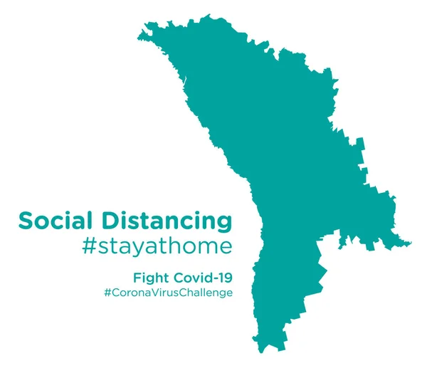 Mappa Moldavia Con Tag Social Distancing Stayathome — Vettoriale Stock