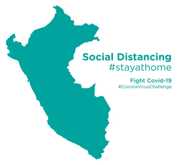 Perù Mappa Con Tag Social Distancing Stayathome — Vettoriale Stock