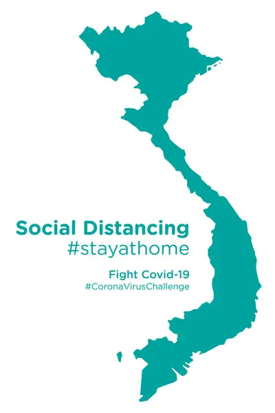 Vietnam Mapa Con Social Distancing Etiqueta Stayathome — Vector de stock