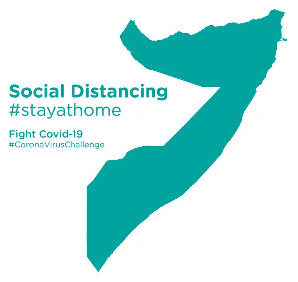 Somalia Mappa Con Tag Social Distancing Stayathome — Vettoriale Stock