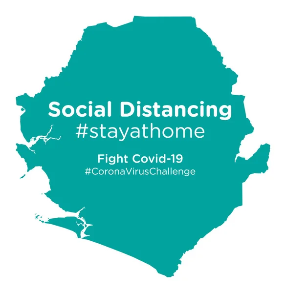 Mappa Sierra Leone Con Tag Social Distancing Stayathome — Vettoriale Stock