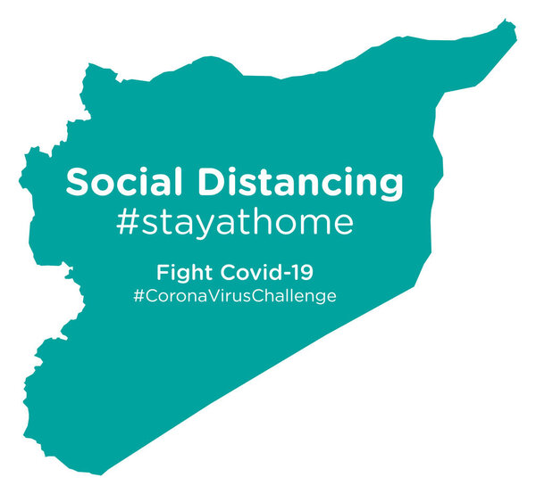 Syria map with Social Distancing stayathome tag