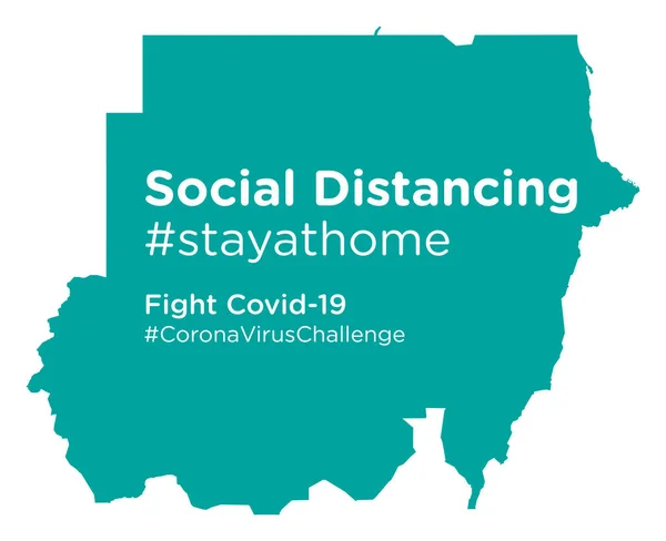 Sudão Mapa Com Social Distancing Stayathome Tag — Vetor de Stock