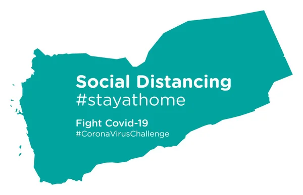 Mappa Yemen Con Tag Social Distancing Stayathome — Vettoriale Stock