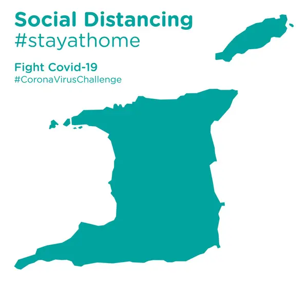 Trinidad Und Tobago Karte Mit Social Distancing Stayathome Tag — Stockvektor